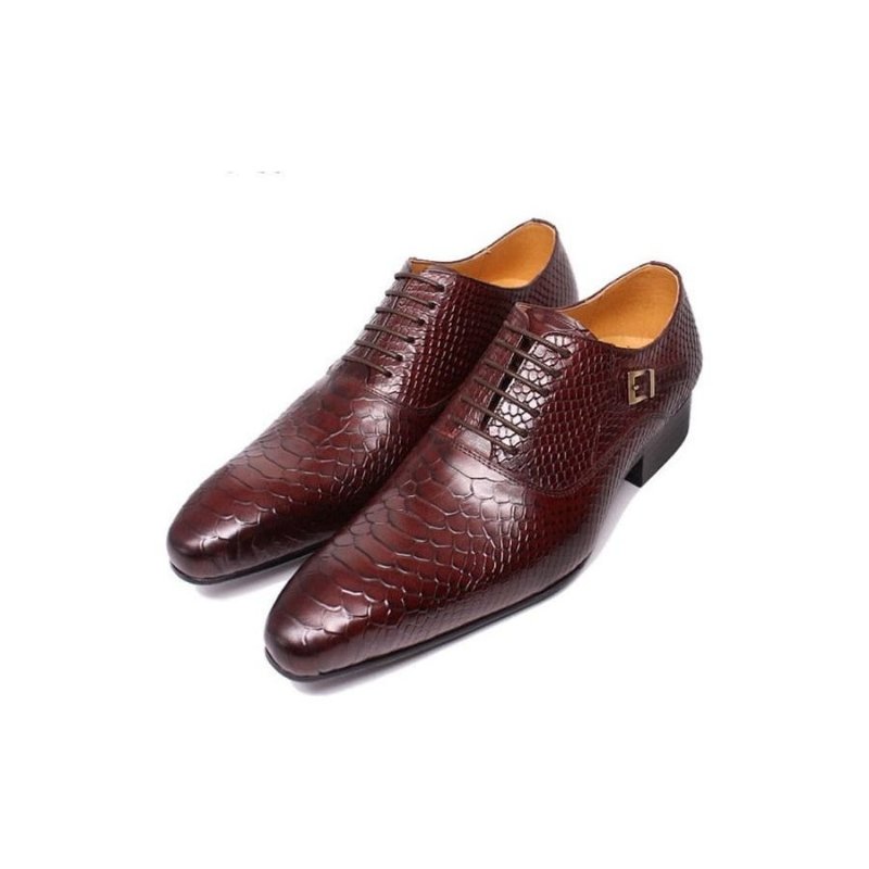 Formele Schoenen Heren Bordeauxrode Serpent Oxford-schoenen Met Veters - Rood