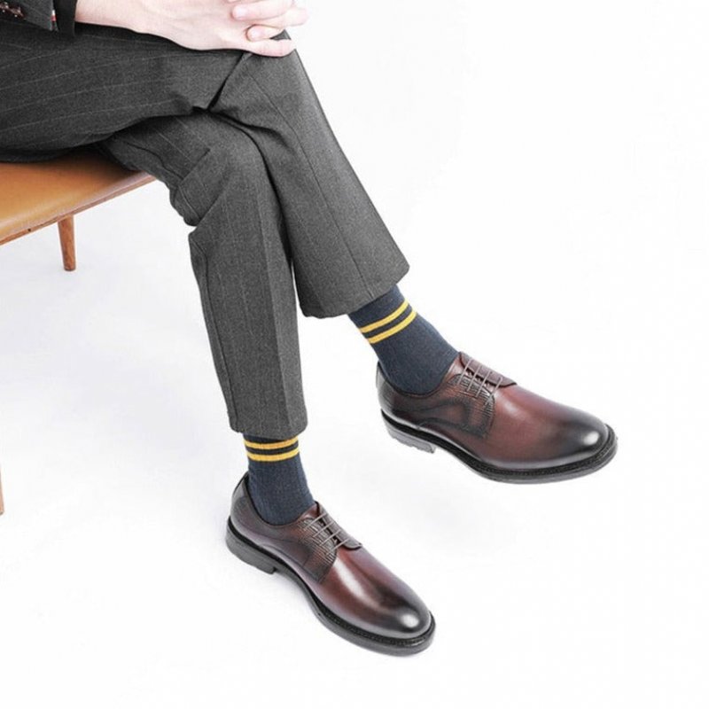 Formele Schoenen Heren Brogue-veterschoenen Met Exotisch Patroon - Koffie