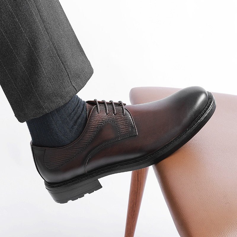 Formele Schoenen Heren Brogue-veterschoenen Met Exotisch Patroon - Koffie