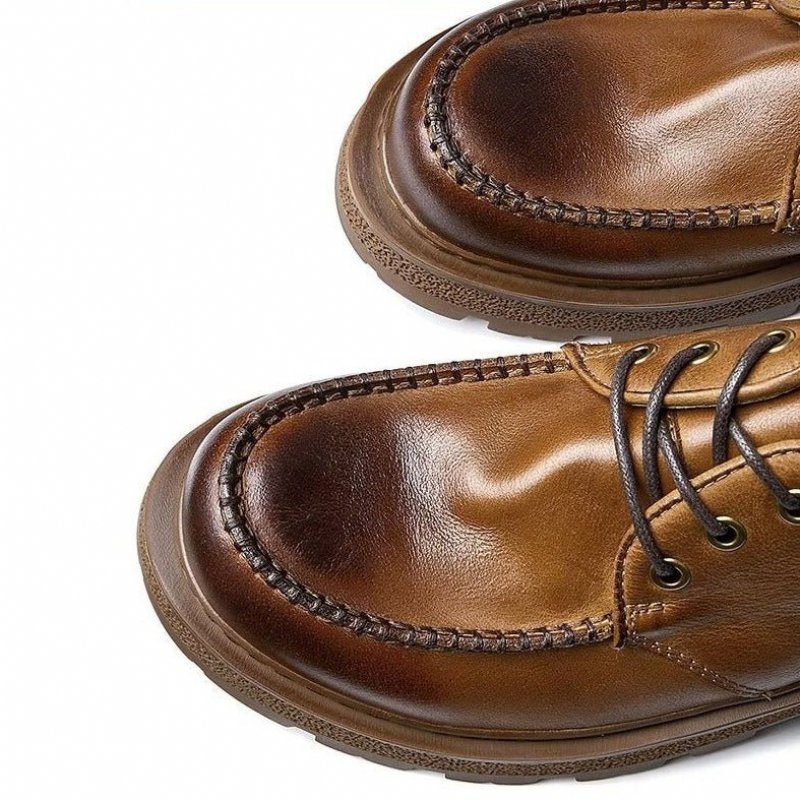 Formele Schoenen Heren Chique Leatherlux-schoenen Met Veters - Koffie