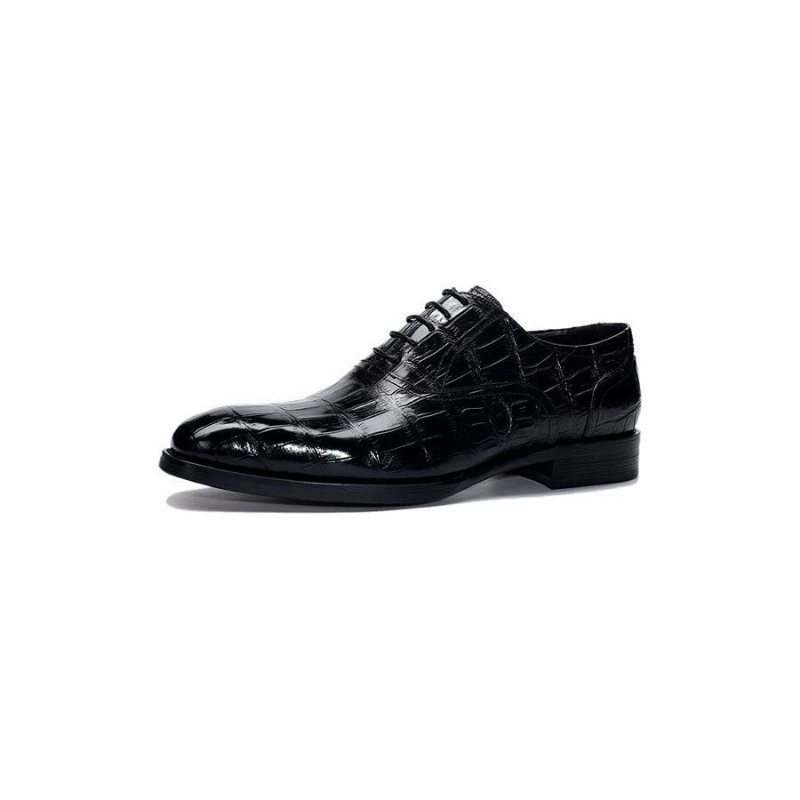 Formele Schoenen Heren Crocdress Luxe Oxford-schoenen Met Krokodillenpatroon - Zwart