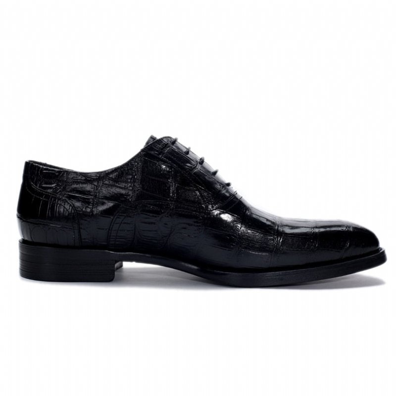 Formele Schoenen Heren Crocdress Luxe Oxford-schoenen Met Krokodillenpatroon - Zwart