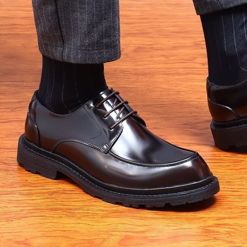 Formele Schoenen Heren Derbies Met Veters Nette - Koffie