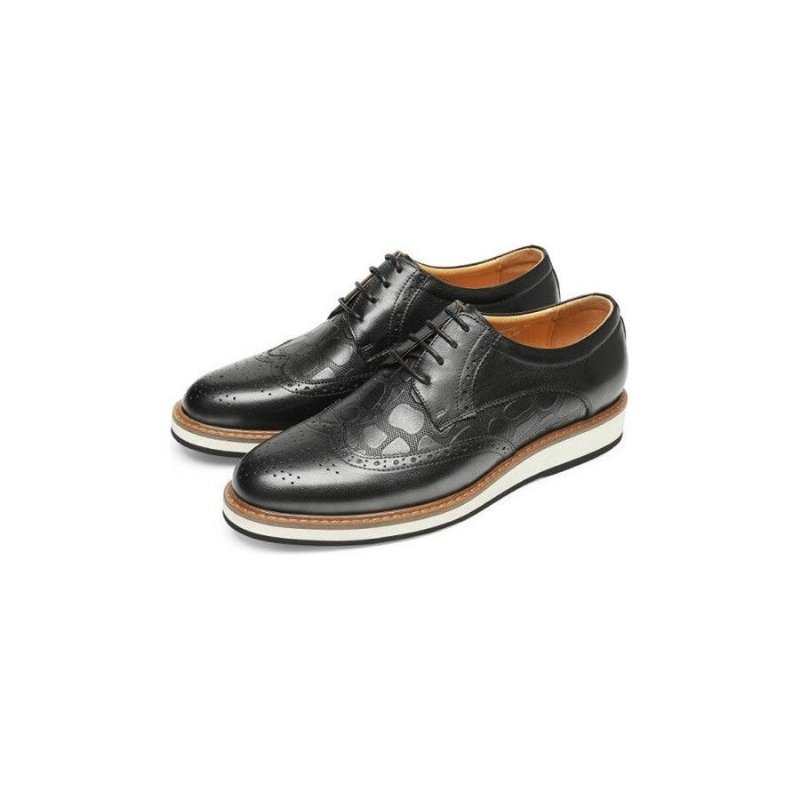 Formele Schoenen Heren Designer Casual Met Alligatorpatroon Veters - Zwart