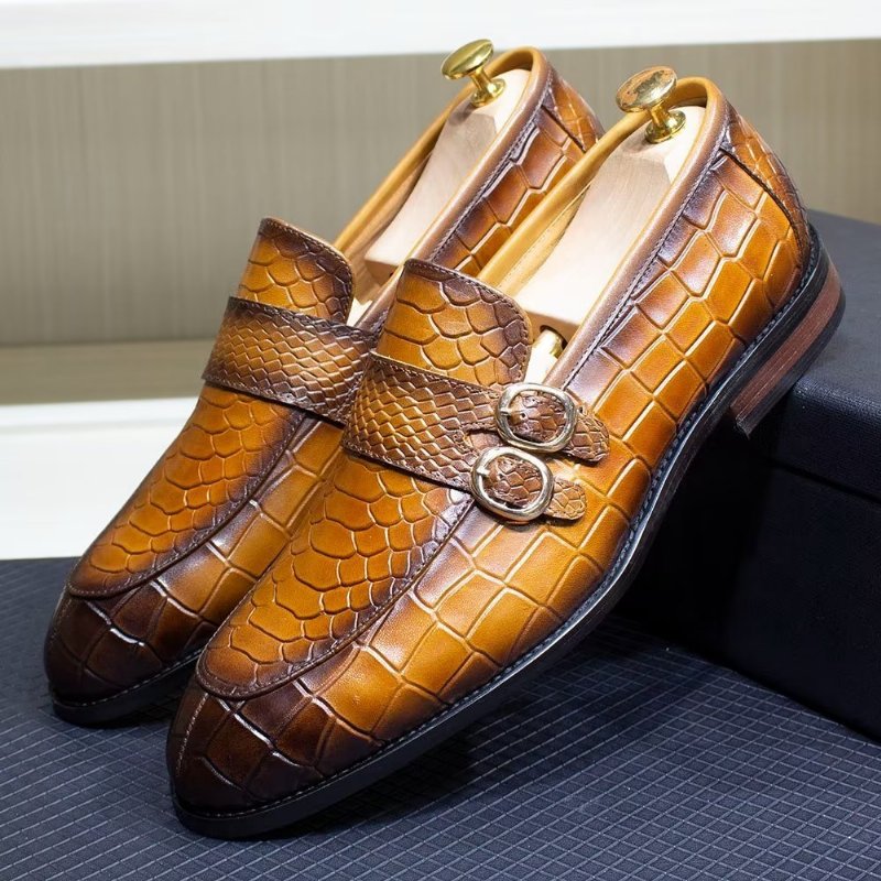 Formele Schoenen Heren Echt Leer Elegante Crocformal Klassieke Brogues - Bruin