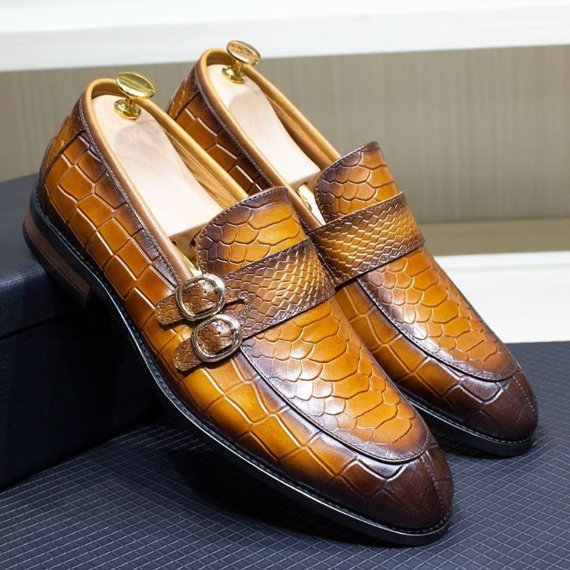 Formele Schoenen Heren Echt Leer Elegante Crocformal Klassieke Brogues - Bruin