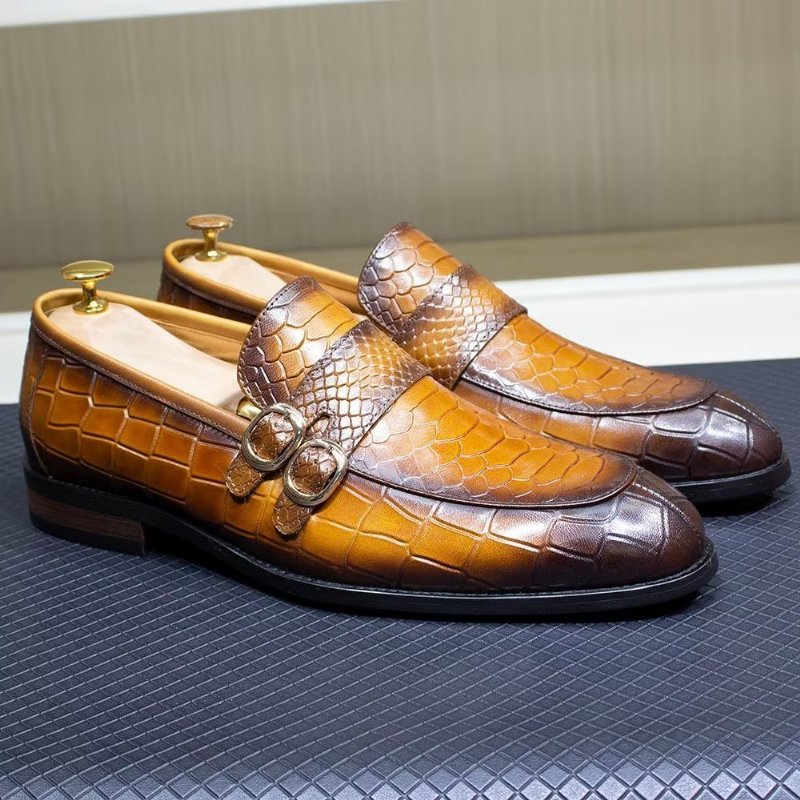 Formele Schoenen Heren Echt Leer Elegante Crocformal Klassieke Brogues - Bruin