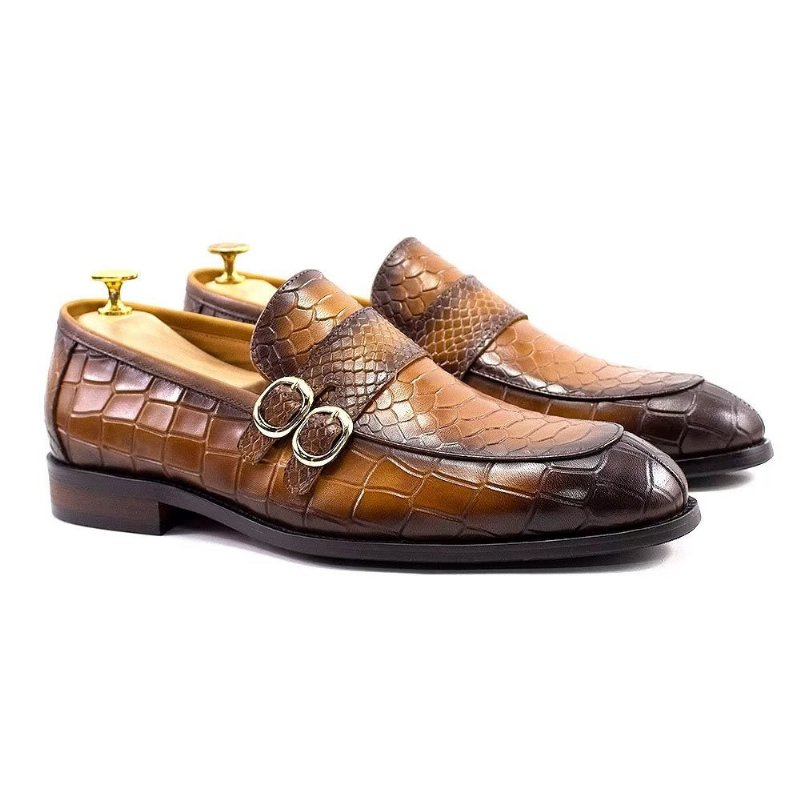 Formele Schoenen Heren Echt Leer Elegante Crocformal Klassieke Brogues - Bruin