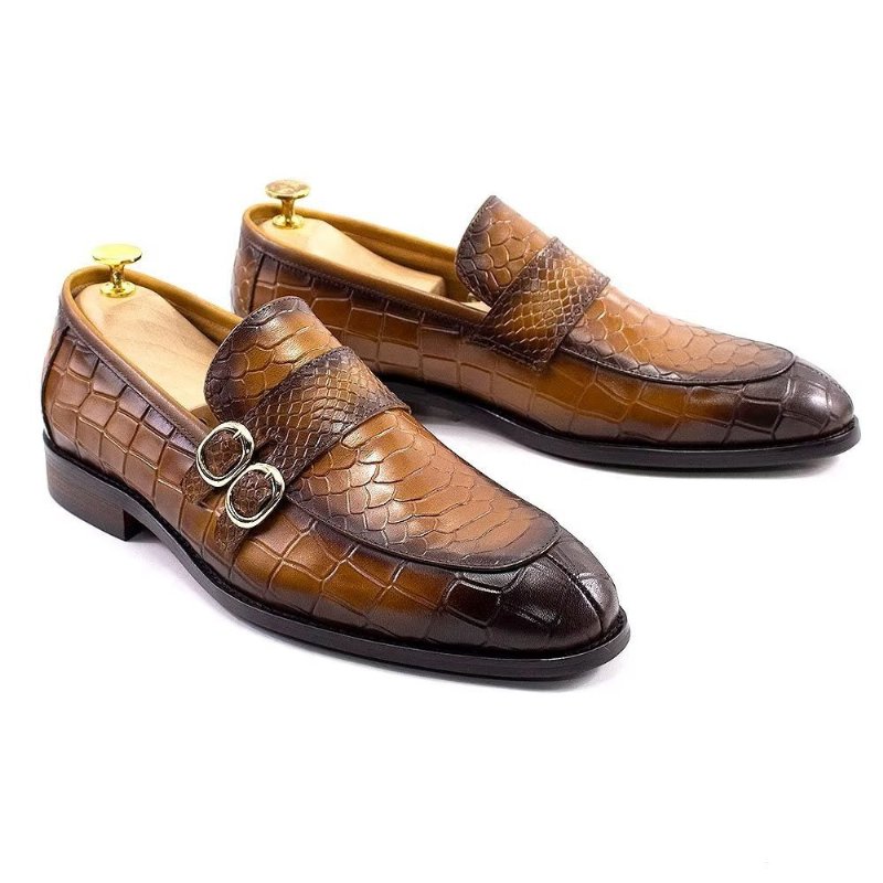 Formele Schoenen Heren Echt Leer Elegante Crocformal Klassieke Brogues - Bruin