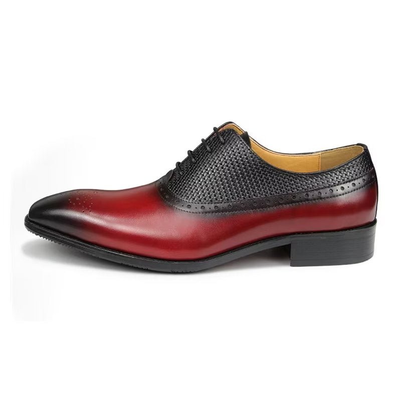 Formele Schoenen Heren Echt Leer Trouwbrogueschoenen - Rood