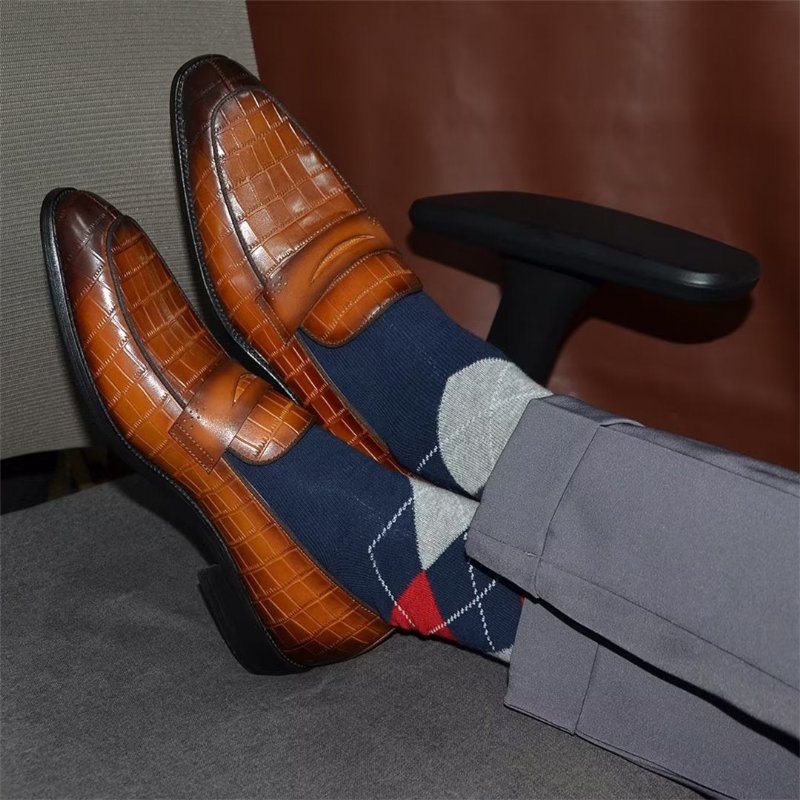 Formele Schoenen Heren Eigentijdse Instappers Elegante Elegantie - Bruin