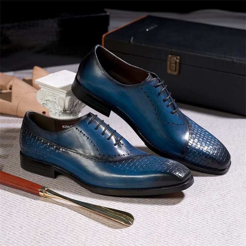 Formele Schoenen Heren Elegante Chique Lederen Jurkselectie - Blauw