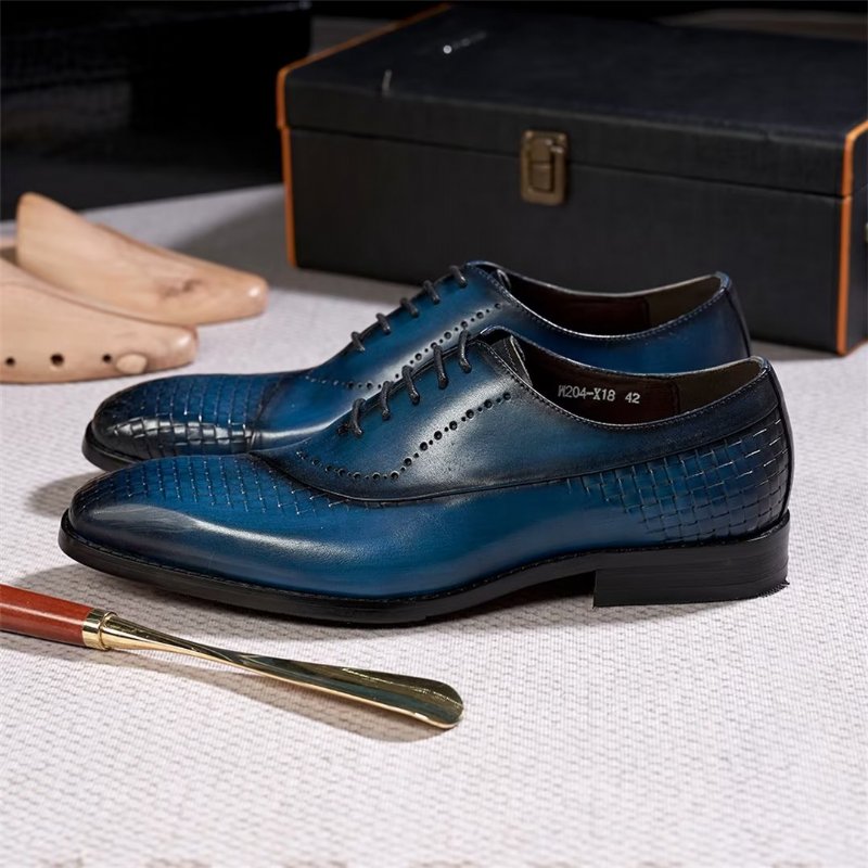 Formele Schoenen Heren Elegante Chique Lederen Jurkselectie - Blauw