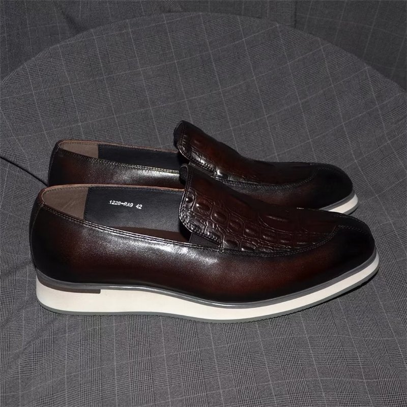 Formele Schoenen Heren Elegante Instappers Leer Essentieel Kleding - Koffie