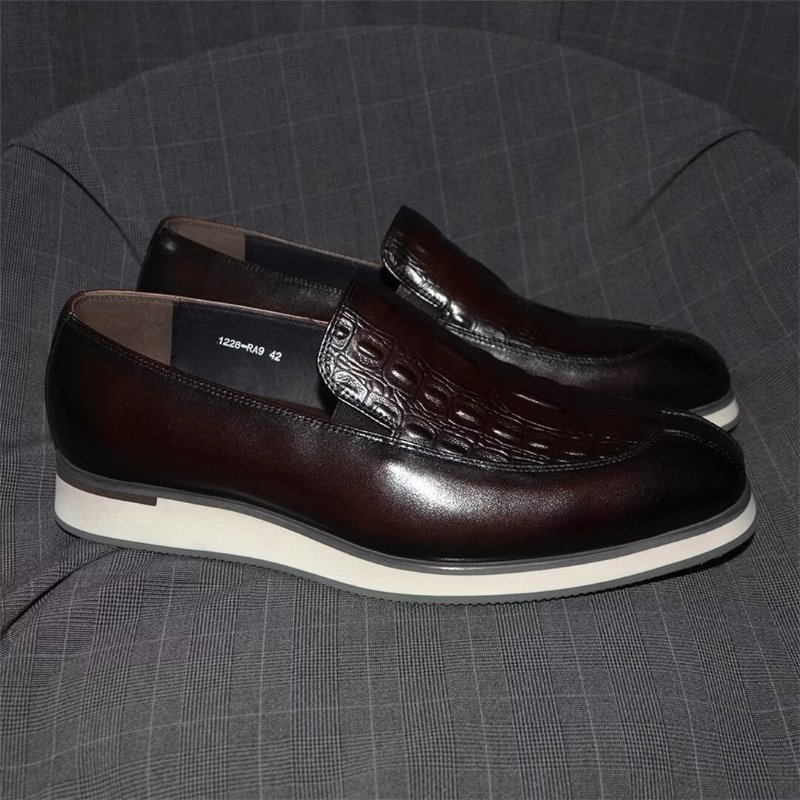 Formele Schoenen Heren Elegante Instappers Leer Essentieel Kleding - Koffie