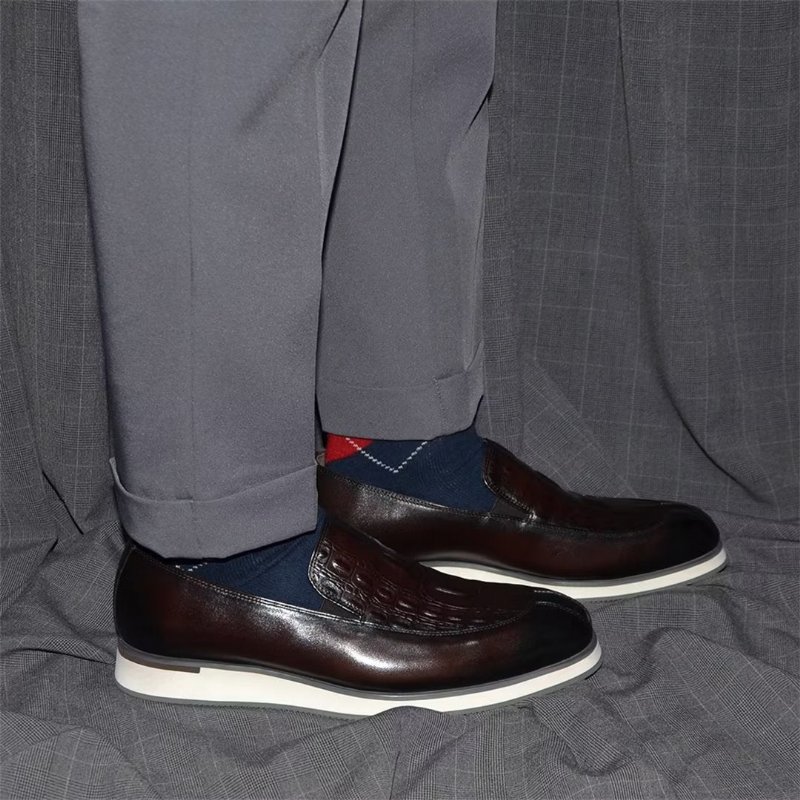 Formele Schoenen Heren Elegante Instappers Leer Essentieel Kleding - Koffie