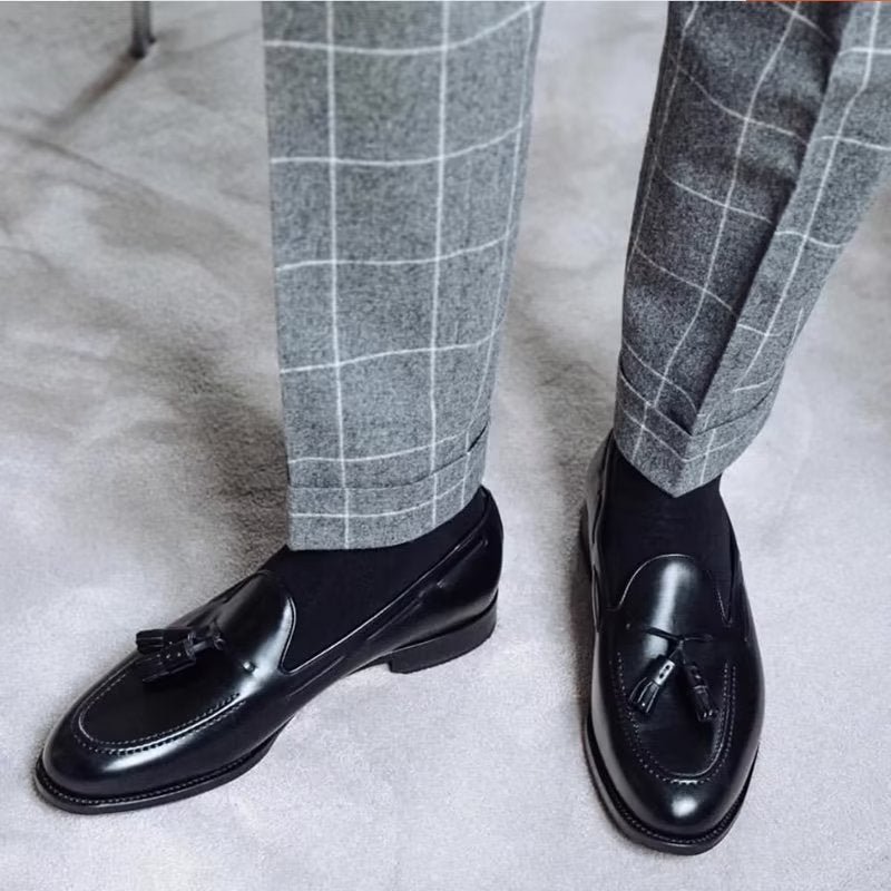 Formele Schoenen Heren Elegante Leren Oxford-schoenen Met Kwastjes Broguestijl - Zwart