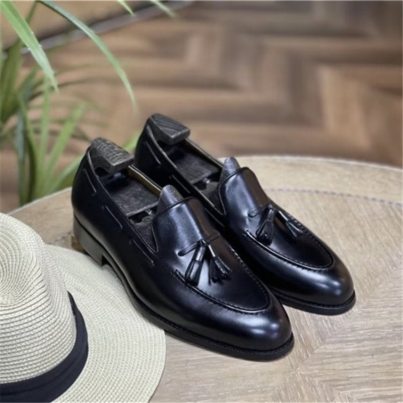 Formele Schoenen Heren Elegante Leren Oxford-schoenen Met Kwastjes Broguestijl - Zwart