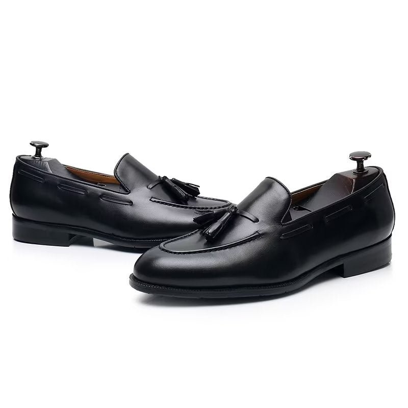 Formele Schoenen Heren Elegante Leren Oxford-schoenen Met Kwastjes Broguestijl - Zwart