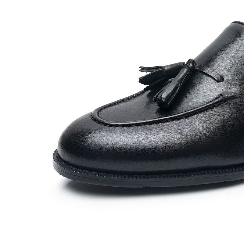 Formele Schoenen Heren Elegante Leren Oxford-schoenen Met Kwastjes Broguestijl - Zwart