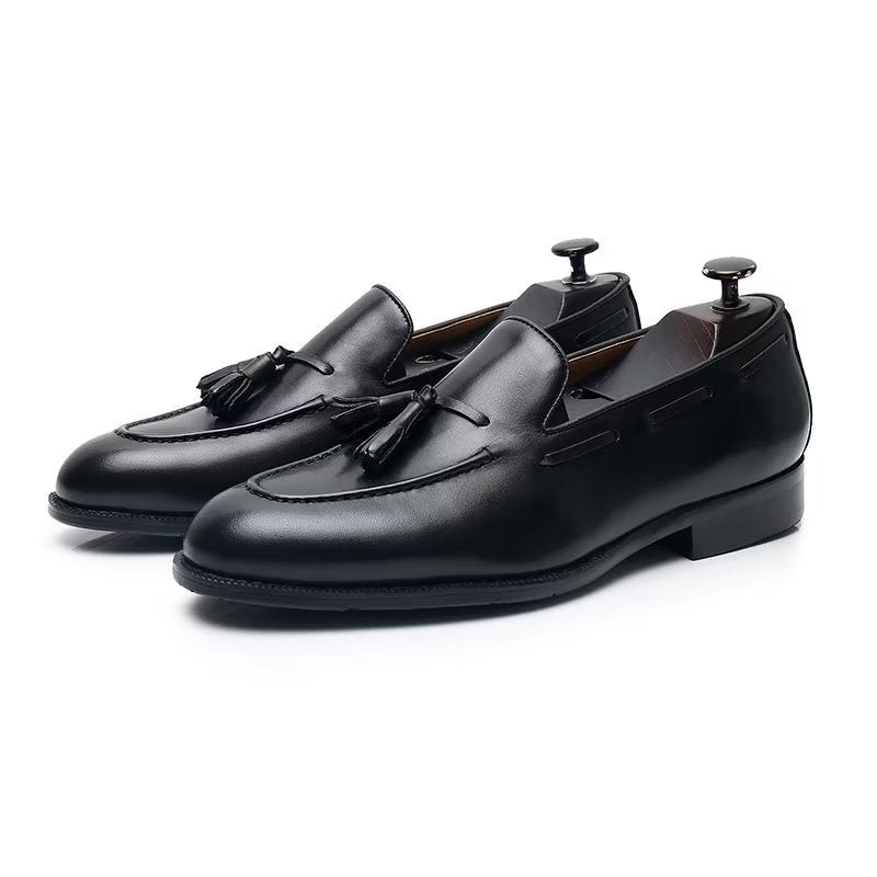 Formele Schoenen Heren Elegante Leren Oxford-schoenen Met Kwastjes Broguestijl - Zwart