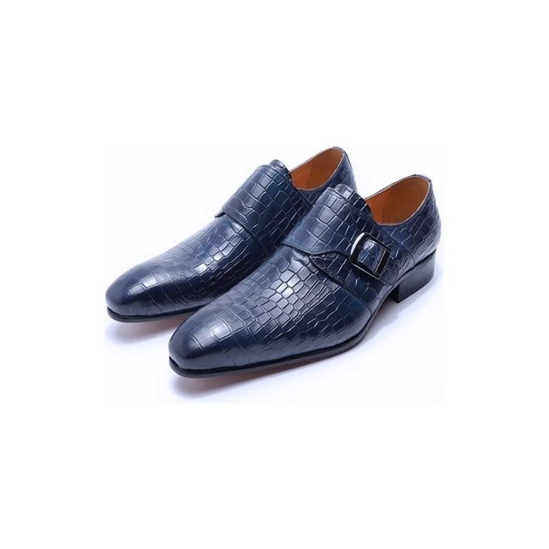 Formele Schoenen Heren Elegante Luxe Croc Monkstrap-kledingschoenen - Blauw