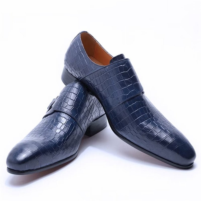 Formele Schoenen Heren Elegante Luxe Croc Monkstrap-kledingschoenen - Blauw