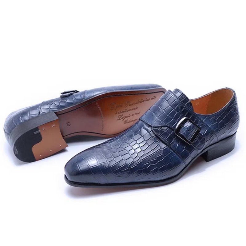 Formele Schoenen Heren Elegante Luxe Croc Monkstrap-kledingschoenen - Blauw