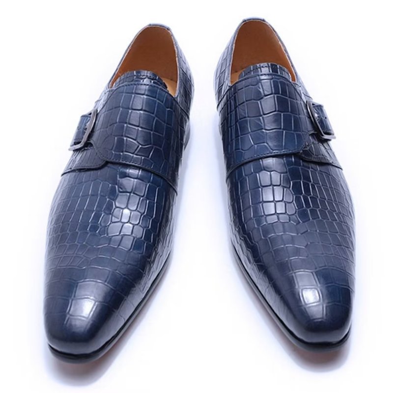 Formele Schoenen Heren Elegante Luxe Croc Monkstrap-kledingschoenen - Blauw