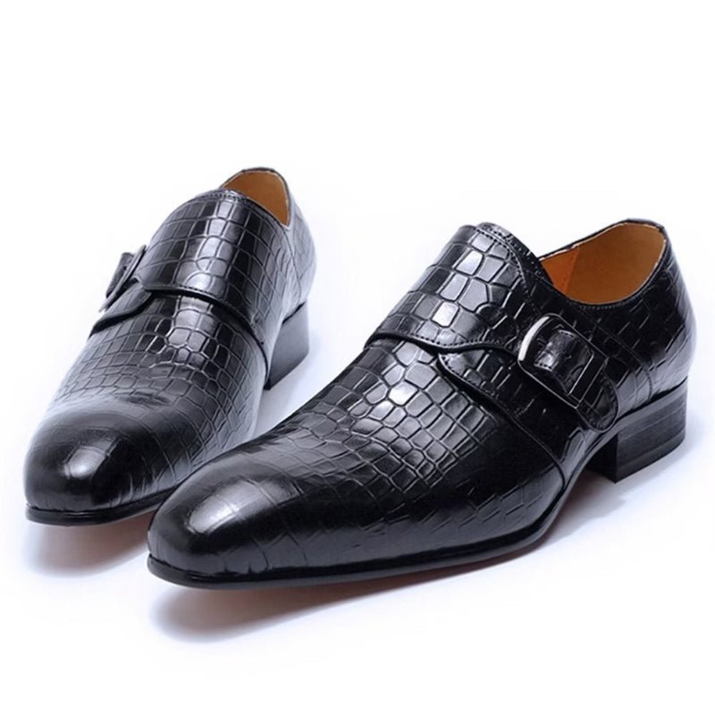 Formele Schoenen Heren Elegante Luxe Croc Monkstrap-kledingschoenen - Zwart