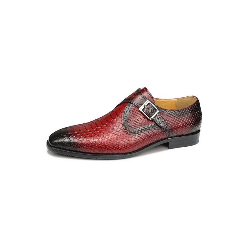 Formele Schoenen Heren Elegante Op Maat Gemaakte Brogue Lederen Trouwschoenen Met Gesp - Rood