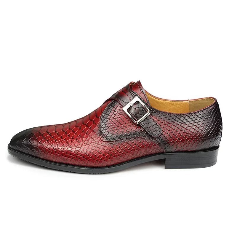 Formele Schoenen Heren Elegante Op Maat Gemaakte Brogue Lederen Trouwschoenen Met Gesp - Rood