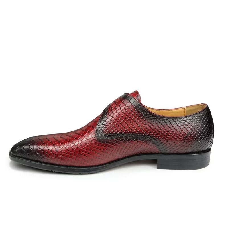 Formele Schoenen Heren Elegante Op Maat Gemaakte Brogue Lederen Trouwschoenen Met Gesp - Rood