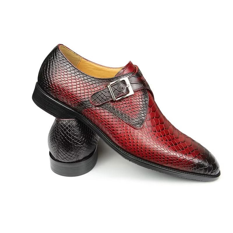 Formele Schoenen Heren Elegante Op Maat Gemaakte Brogue Lederen Trouwschoenen Met Gesp - Rood