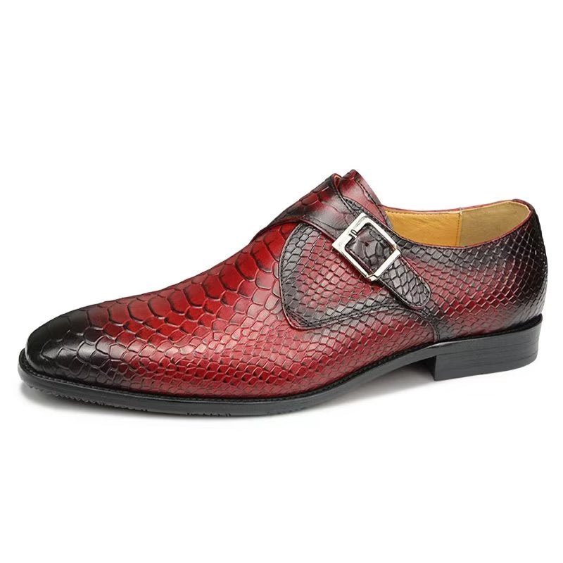 Formele Schoenen Heren Elegante Op Maat Gemaakte Brogue Lederen Trouwschoenen Met Gesp - Rood