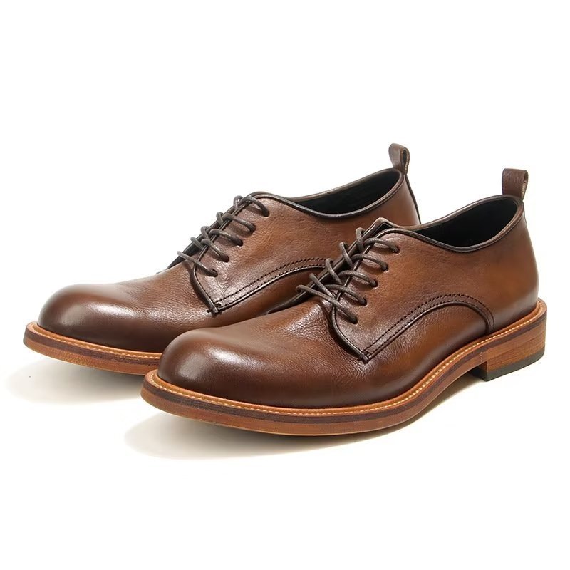 Formele Schoenen Heren Elegante Retro Brogue Lederen Oxford-schoenen - Bruin