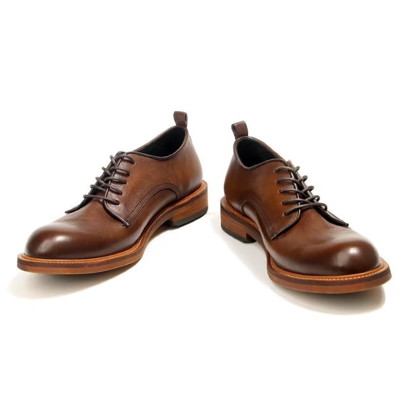 Formele Schoenen Heren Elegante Retro Brogue Lederen Oxford-schoenen - Bruin