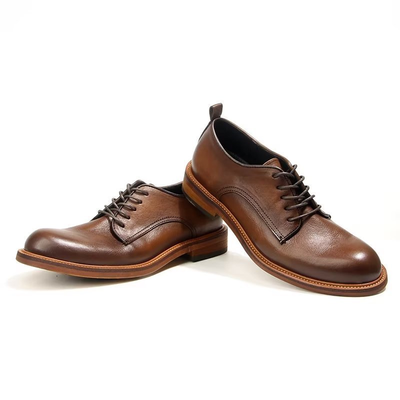 Formele Schoenen Heren Elegante Retro Brogue Lederen Oxford-schoenen - Bruin