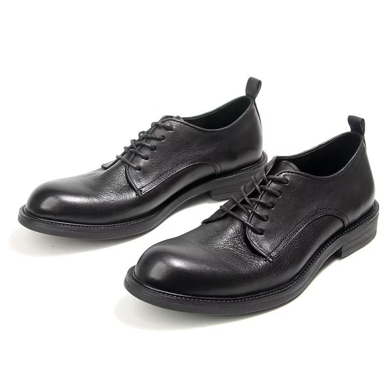 Formele Schoenen Heren Elegante Retro Brogue Lederen Oxford-schoenen - Zwart