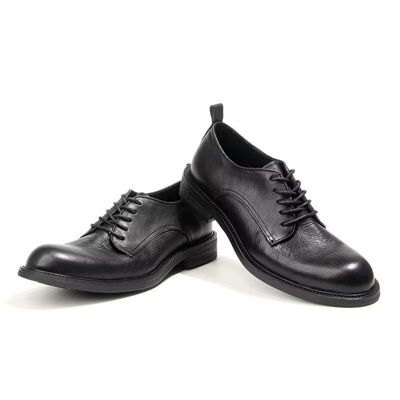 Formele Schoenen Heren Elegante Retro Brogue Lederen Oxford-schoenen - Zwart