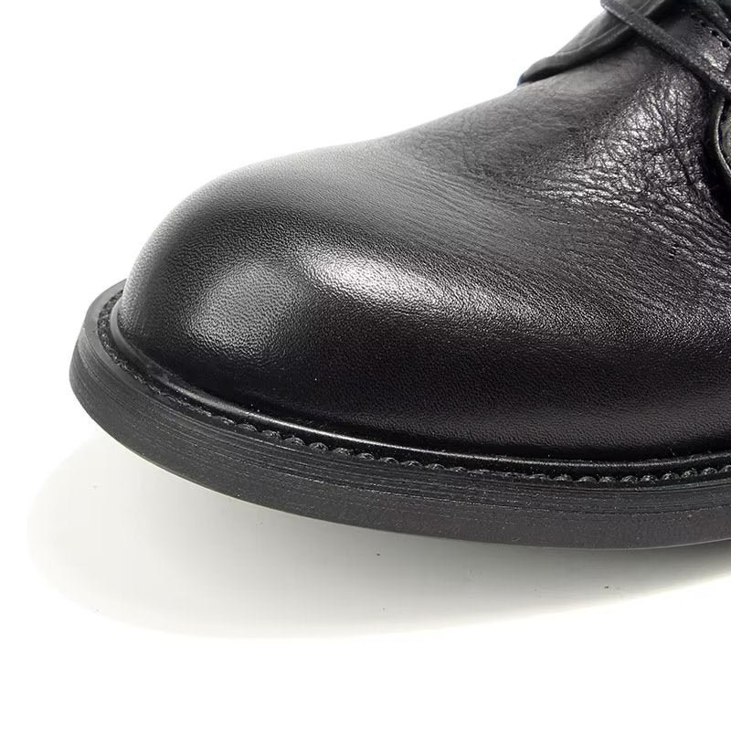 Formele Schoenen Heren Elegante Retro Brogue Lederen Oxford-schoenen - Zwart