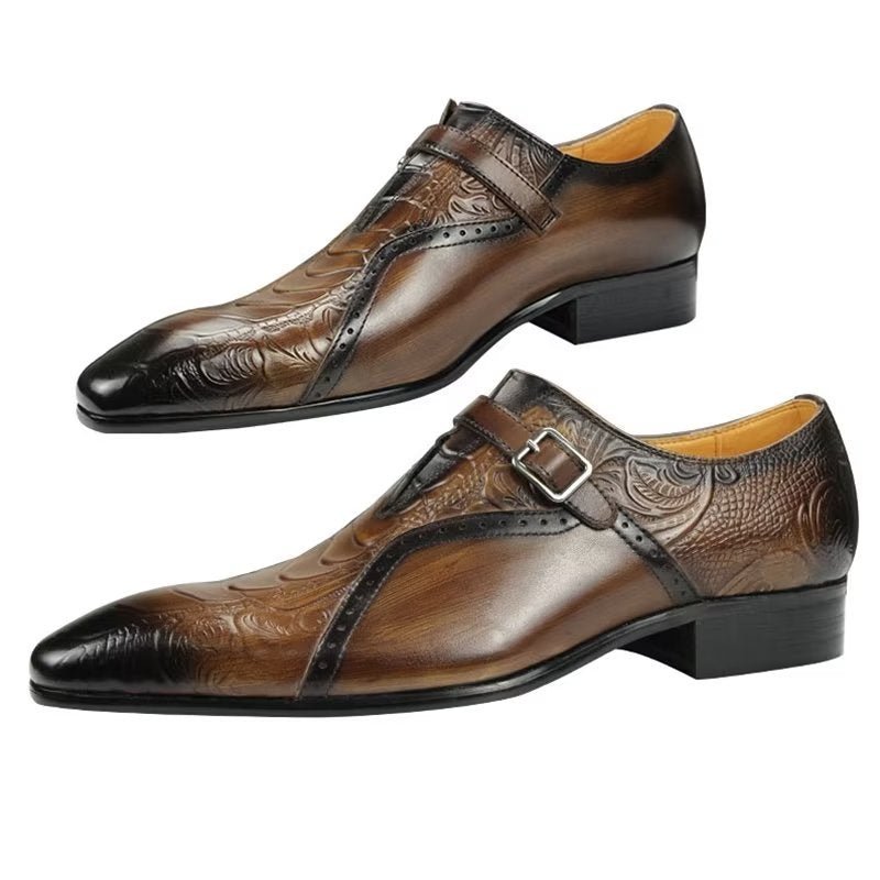 Formele Schoenen Heren Elegante Trouwbrogueschoenen Echt Leer - Koffie