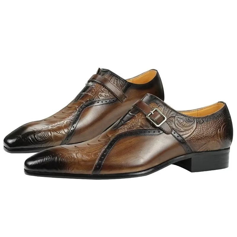 Formele Schoenen Heren Elegante Trouwbrogueschoenen Echt Leer - Koffie