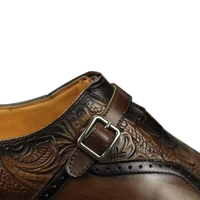 Formele Schoenen Heren Elegante Trouwbrogueschoenen Echt Leer - Koffie