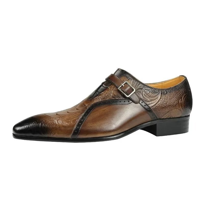 Formele Schoenen Heren Elegante Trouwbrogueschoenen Echt Leer - Koffie