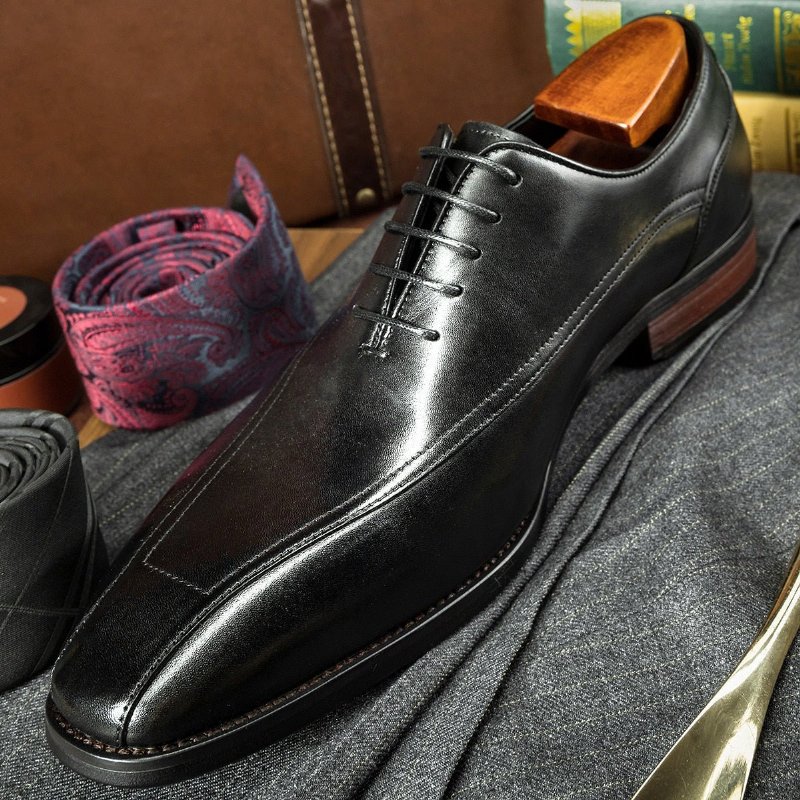 Formele Schoenen Heren Exotische Brogue Lederen Veterschoenen - Zwart