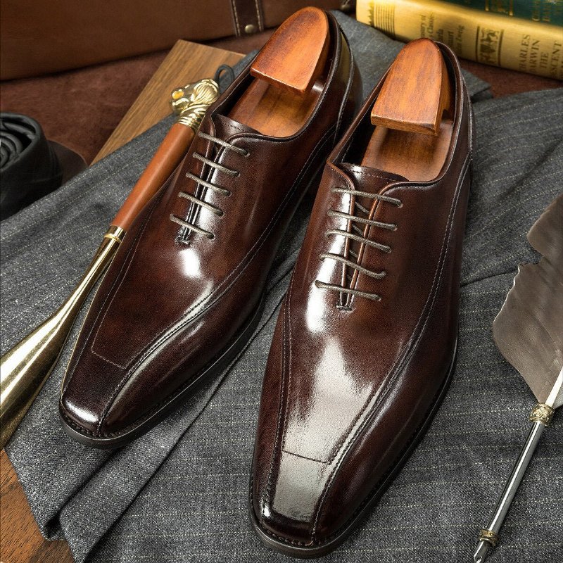 Formele Schoenen Heren Exotische Brogue Lederen Veterschoenen - Koffie