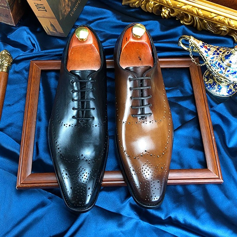 Formele Schoenen Heren Exotische Brogueschoenen Rundleer - Koffie