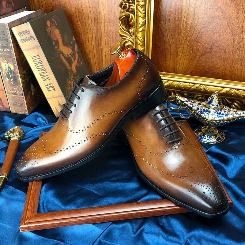 Formele Schoenen Heren Exotische Brogueschoenen Rundleer - Koffie