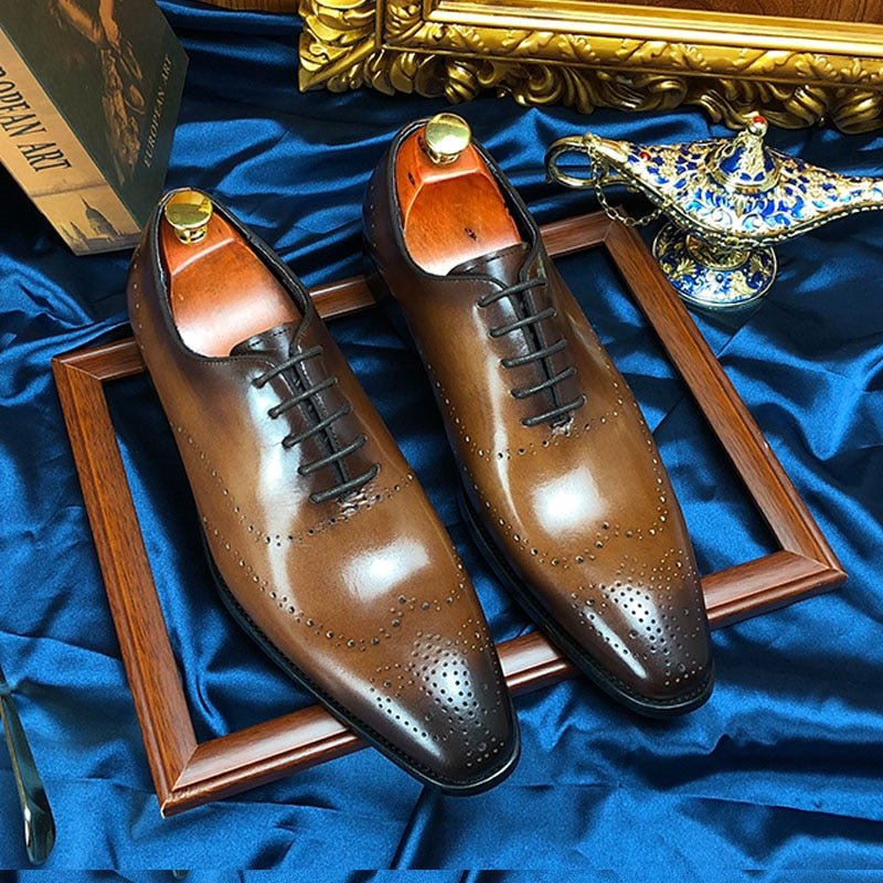 Formele Schoenen Heren Exotische Brogueschoenen Rundleer - Koffie